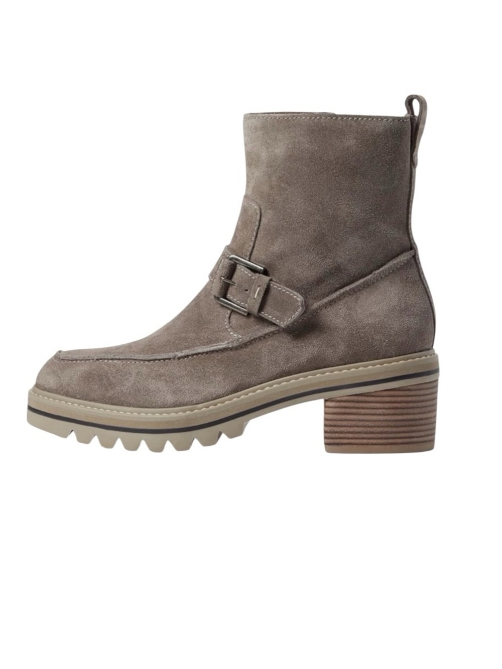 Bernardo “Sonja” Suede Lug Sole Ankle Boots | Size 8.5 | Taupe Moto Booties New - Picture 2 of 8